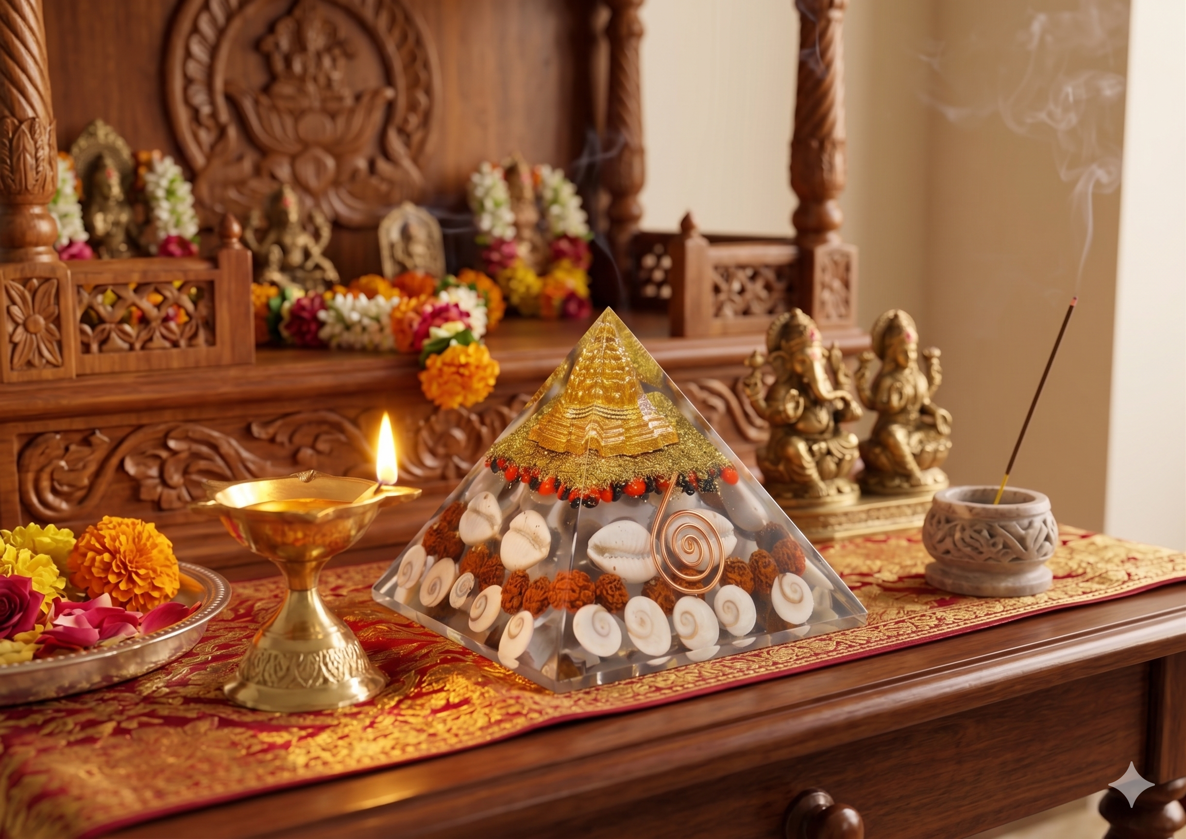 Crystal Wealth Gomati Chakra Shree Yantra Pyramid – Prosperity, Protection & Positive Energy